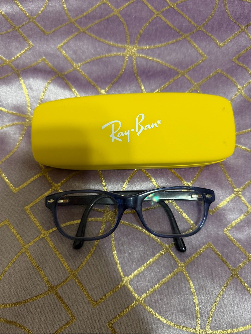 💥 KIDS Ray-Ban Black/Blue Frame Glasses & yellow/red case